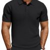 Polo Shirts for Men Short Sleeve Casual Knit Waffle Texture Polo Golf Shirt