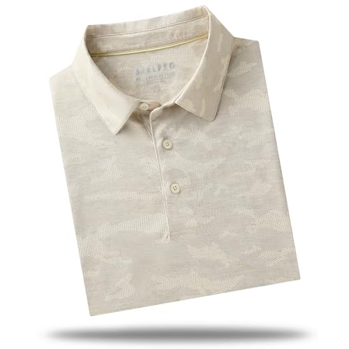 Golf Shirts for Men Short Sleeve Heather Jacquard Textured Stretch Moisture Wicking Performance Mens Polo Shirts