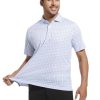 Mens Golf Shirts Print Moisture Wicking Short Sleeve Performance Dry Fit Stretch Active Polo Shirts for Men