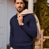 Mens Sweater Long Sleeve V Neck Pullover Sweater Knitted Textured Sweater