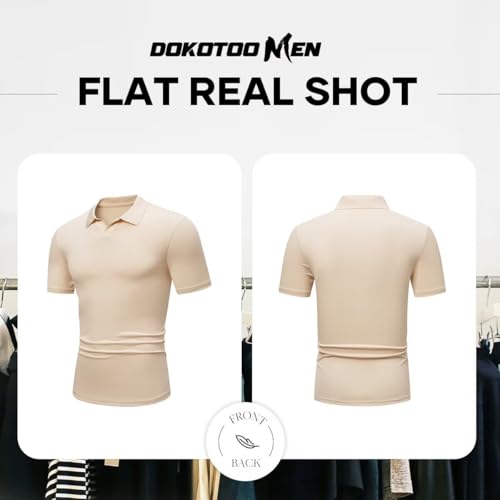 Mens Polo Shirts Short Sleeve V Neck Summer Polo T Shirts Casual Slim Fit Ribbed Textured Golf Shirts