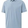 Mens Striped Golf Shirts Short Sleeve Silk-Like Touch Water-Resistant Breathable Soft Collared Polo Shirts for Men