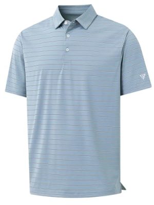 Mens Striped Golf Shirts Short Sleeve Silk-Like Touch Water-Resistant Breathable Soft Collared Polo Shirts for Men
