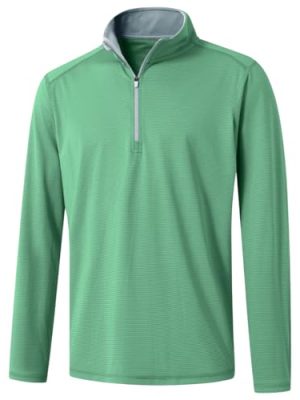 M MAELREG Quarter Zip Pullover Men Performance Dry Fit Stripe Mock Neck Midlayer Golf 1/4 Zip Pullover Mens Sweatshirt