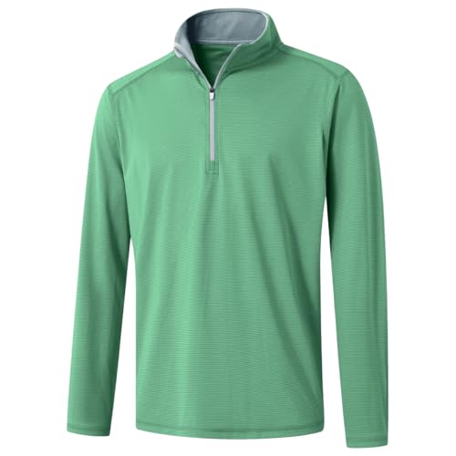 M MAELREG Quarter Zip Pullover Men Performance Dry Fit Stripe Mock Neck Midlayer Golf 1/4 Zip Pullover Mens Sweatshirt