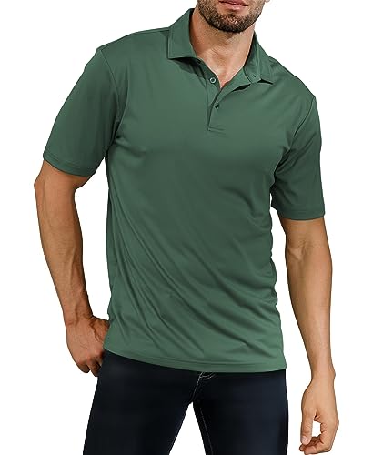 Golf Shirts for Men - Short Sleeve Performance Solid Moisture Wicking Polo Shirt