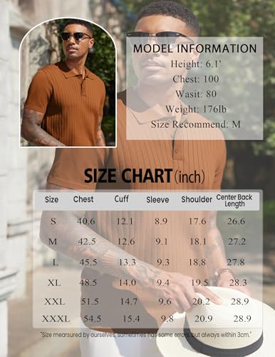 Men's Knit Polo Shirts Short Sleeve Ribbed Knitted Shirt Summer Lightweight Casual Golf Shirts