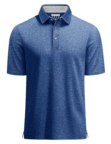 Men's Short Sleeve Polo Golf Shirts 3-Button Moisture Wicking Athletic T-Shirts Casual Collared Shirt