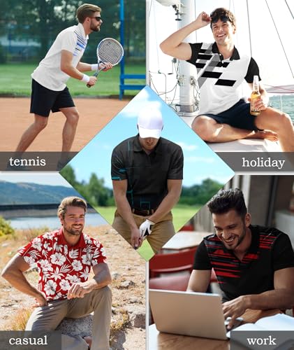 5101MiBY8L.jpg Mens Polo Shirts Short Sleeve Moisture Wicking Golf Tennis Polo Casual Shirts