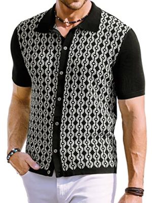 Men's Contrast 70s Vintage Polo Shirts Short Sleeve Knitwear