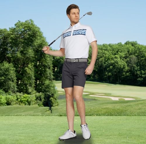 Golf Shirts for Men Dry Fit Moisture Wicking Performance Lightweight Print Pattern Short Sleeve Mens Polo Shirts