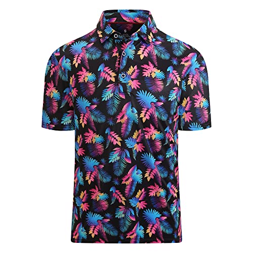 513O0-tXitL.jpg Golf Shirts for Men Super Stretch Jacquard Dry Fit Golf Polo Moisture Wicking Short Sleeve Polo Shirts for Men