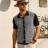 Men's Contrast 70s Vintage Polo Shirts Short Sleeve Knitwear