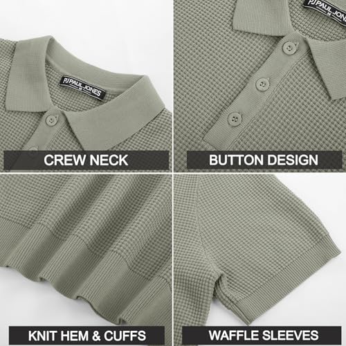 Polo Shirts for Men Short Sleeve Casual Knit Waffle Texture Polo Golf Shirt