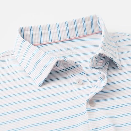 Mens Golf Shirts Short Sleeve Dry Fit Moisture Wicking Lightweight Sports Striped Polo T Shirts for Men