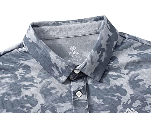 Men's Camo Polo Golf Shirt Hiking Dry Fit Short Sleeve T-Shirts Pique Collared Polo Jersey