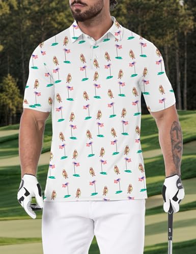 Men's Golf Polo Shirts Short Sleeve Performance Dry Fit Polo Shirt Moisture Wicking Casual Golf Shirts