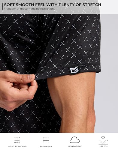 Men's Golf Shirt Short Sleeve Dry Fit Polo Moisture Wicking Print Collared Golf Shirts for Men Casual Lightweight