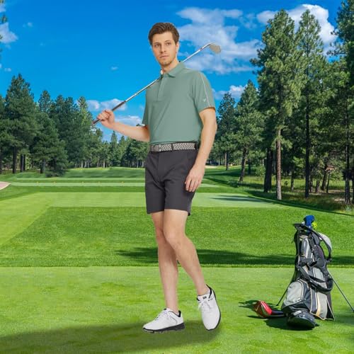 Golf Polo Shirts for Men Short Sleeve Dry Fit Solid Moisture Wicking Casual Performance Collared Mens Polo Shirts