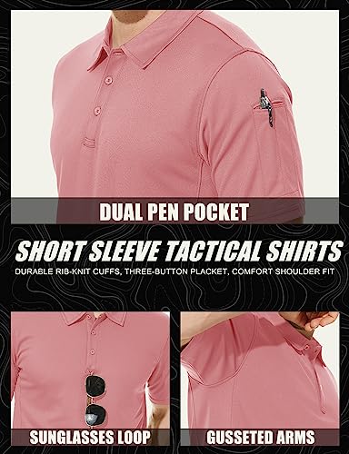 Men's Polo Shirt Quick Dry Performance Short Sleeve Tactical Shirts Pique Jersey Golf Shirt