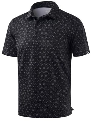 Men's Golf Shirt Short Sleeve Dry Fit Polo Moisture Wicking Print Collared Golf Shirts for Men Casual Lightweight