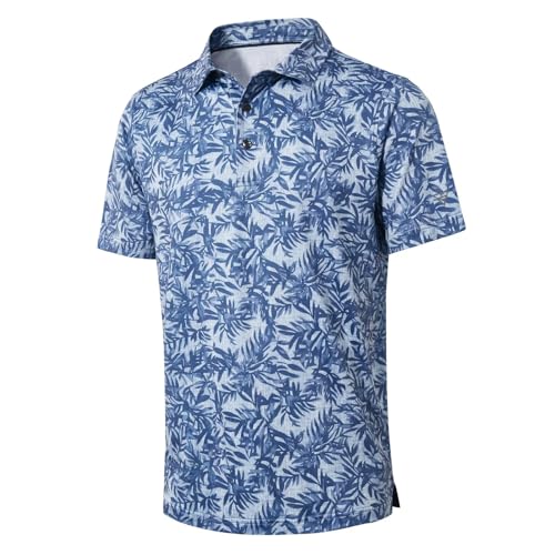 Men's Golf Polo Shirts Short Sleeve Striped Performance Moisture Wicking Dry Fit Golf Shirts for Men