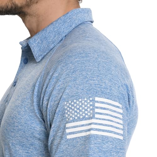 Mens Golf Shirt Moisture Wicking Quick-Dry Short Sleeve Casual Patriotic Polo Shirts for Men