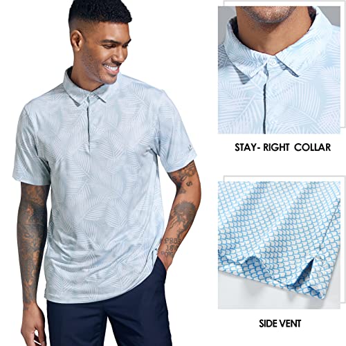 Golf Shirts for Men Dry Fit Performance Short Sleeve Print Moisture Wicking Polo Shirt