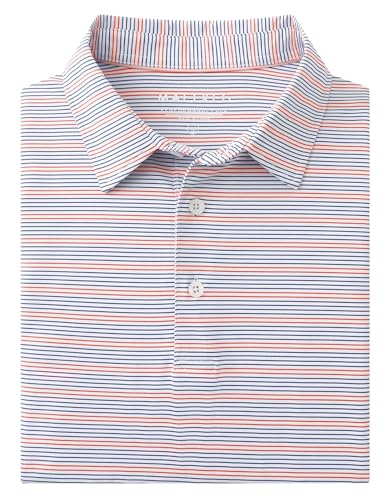 Mens Golf Shirts Dry Fit Moisture Wicking Performance Sports Short Sleeve Striped Collared Polo Shirts for Men