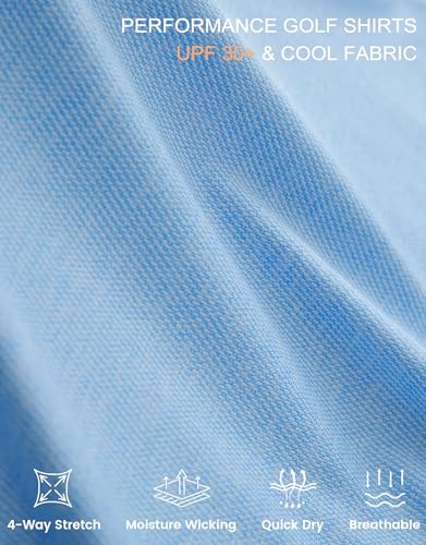 Golf Shirts for Men Dry Fit Moisture Wicking Performance Casual Jacquard Mens Polo Shirts Short Sleeve
