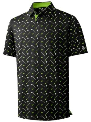 Men's Golf Polo Shirt Short Sleeve Performance Moisture Wicking Collared Print Shirt for Golf and Casual Wear