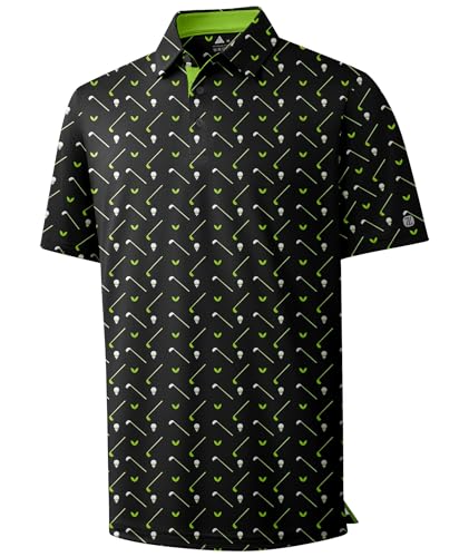 51NYd8xzqL.jpg Men's Golf Polo Shirt Short Sleeve Performance Moisture Wicking Collared Print Shirt for Golf and Casual Wear