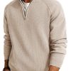 Mens Quarter Zip Pullover Sweater Turtleneck Raglan Long Sleeve Sweaters