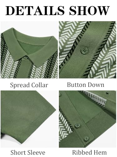 Mens Knit Polo Shirts Vintage Casual Short Sleeve Shirt Golf Button Down Old Money Sweater