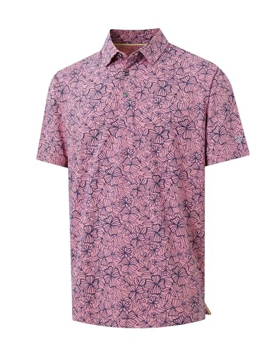 Golf Shirts for Men Print Performance Moisture Wicking Dry Fit Heather Stripe Collared Mens Polo Shirt Short Sleeve