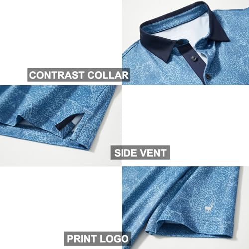 51VgsVvZ0mL.jpg Mens Golf Shirts Short Sleeve Moisture Wicking Dry Fit Print Performance Athletic Casual Golf Polo Shirts for Men