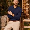Mens Sweater Long Sleeve V Neck Pullover Sweater Knitted Textured Sweater