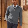 Men Quarter Zip Pullover Sweaters Casual Lightweight Knit Dress Sweater