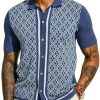 Men's Polo Shirts 70s Vintage Shirts Contrast Knitted Polo Shirts