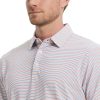 Mens Golf Shirts Dry Fit Moisture Wicking Performance Sports Short Sleeve Striped Collared Polo Shirts for Men