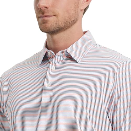 Mens Golf Shirts Dry Fit Moisture Wicking Performance Sports Short Sleeve Striped Collared Polo Shirts for Men