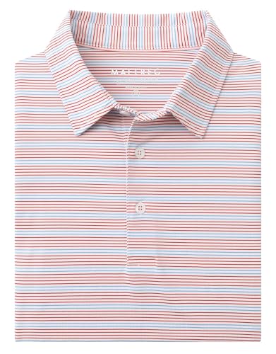 Mens Golf Shirts Dry Fit Moisture Wicking Performance Sports Short Sleeve Striped Collared Polo Shirts for Men