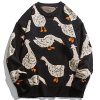 Aelfric Eden Goose Printed Sweater Crewneck Pullover Sweater Long Sleeve Casual Oversized Tops