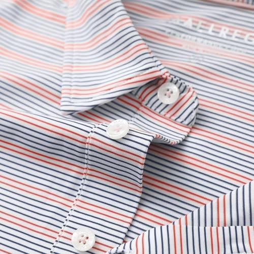 Mens Golf Shirts Dry Fit Moisture Wicking Performance Sports Short Sleeve Striped Collared Polo Shirts for Men