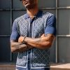 Men's Polo Shirts 70s Vintage Shirts Contrast Knitted Polo Shirts