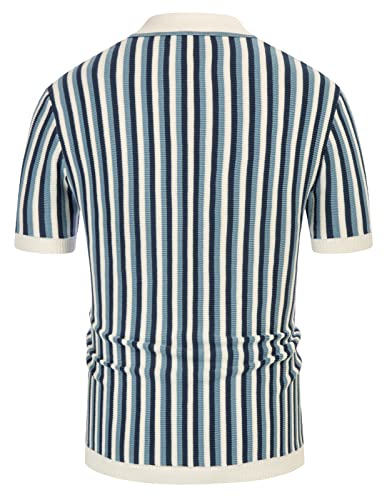 Men's Polo Shirts Retro Knit Shirt Vintage Striped Shirt