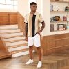 Men's Fashion Polo Shirts Vintage Striped Knitting Shirts Casual Slim Fit Golf Shirts