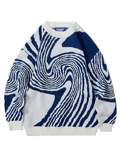 Whirlpool Knit Sweater Oversized Long Sleeve Crewneck Streetwear Pullover Sweaters