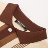 Men's Vintage Stripe Knit Polo Shirts Short Sleeve Stylish Button Down Cardigan Sweater