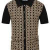 Men's Contrast 70s Vintage Polo Shirts Short Sleeve Knitwear